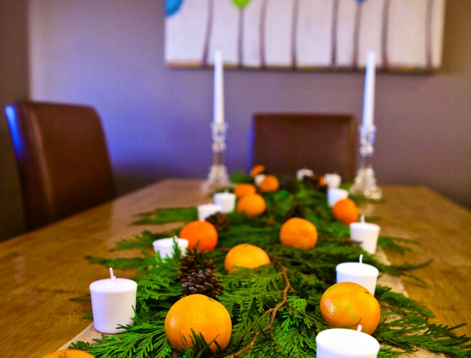 Orange Christmas Table Centerpiece